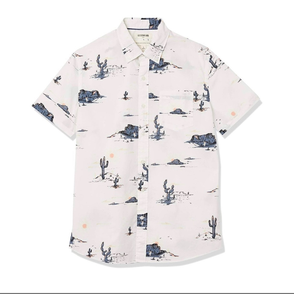 Goodthreads Men's Standard-Fit Short-Sleeve Printed Poplin Shirt size 3x
